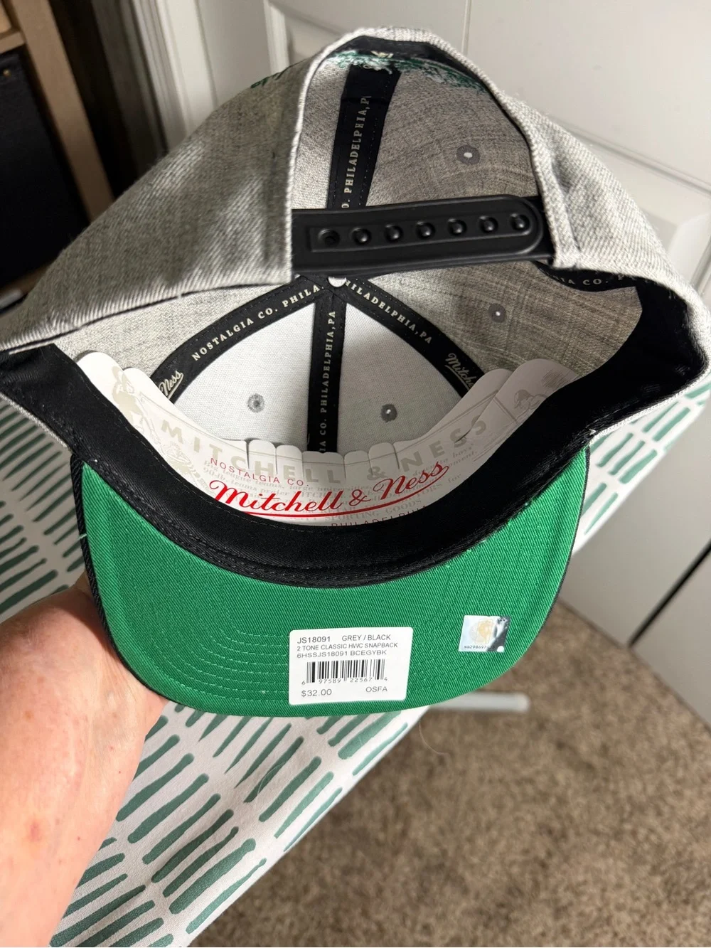 Mitchell & Ness Boston Celtics Gray and Black Snapback Hat